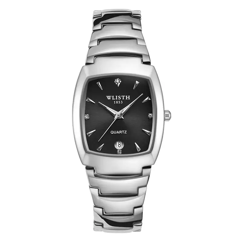Luminous Swiss Men's Square Watch with Lush Steel Band