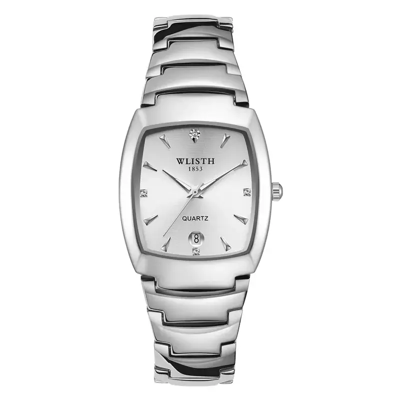 Luminous Swiss Men's Square Watch with Lush Steel Band