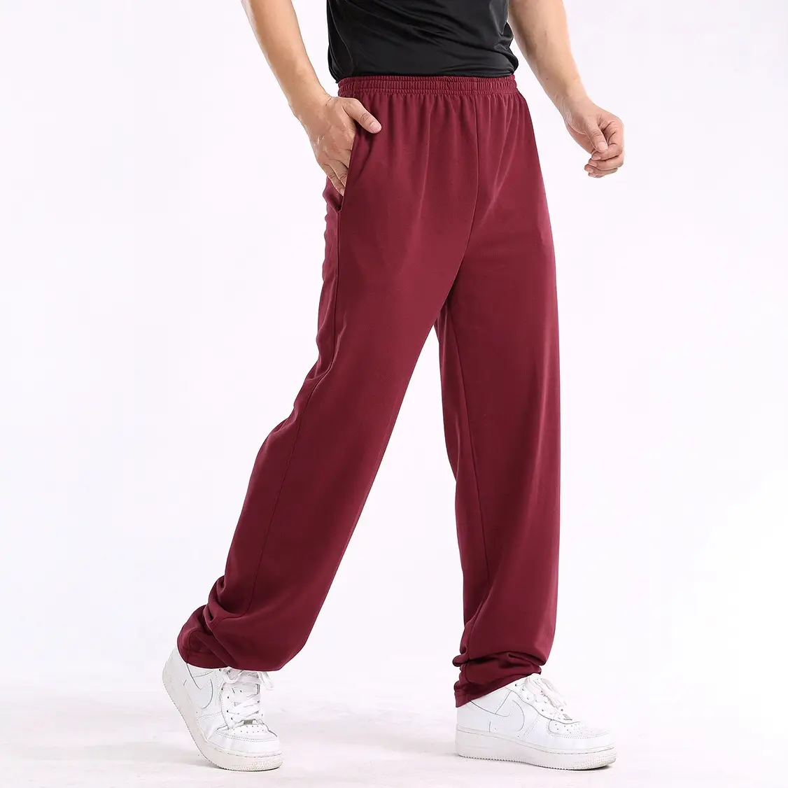 Men's Grey Loose Straight Sweatpants Plus Size Sports Pants