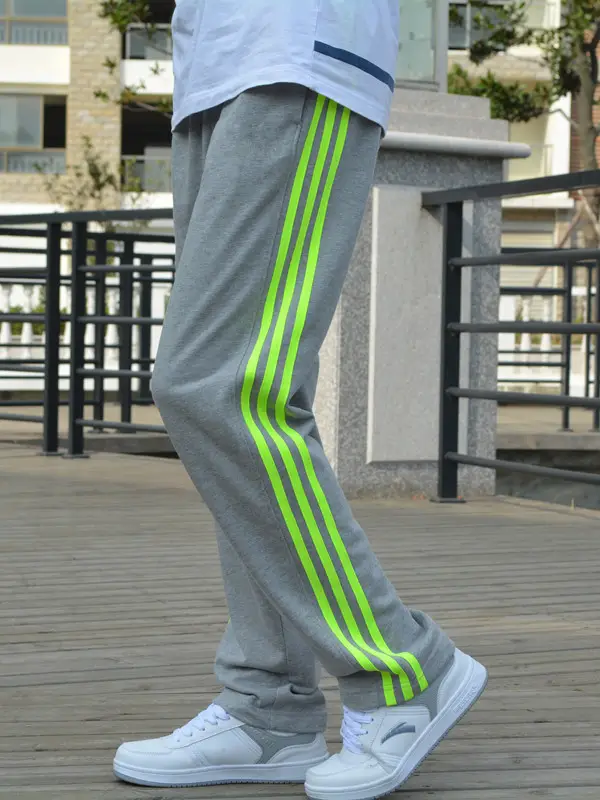 Men's Grey Loose Straight Sweatpants Plus Size Sports Pants