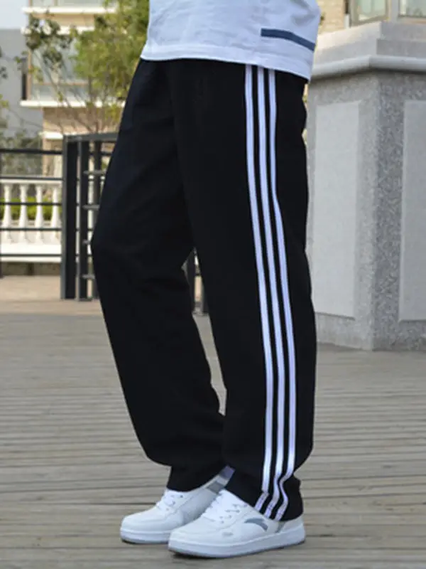 Men's Grey Loose Straight Sweatpants Plus Size Sports Pants