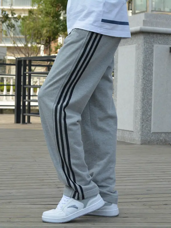 Men's Grey Loose Straight Sweatpants Plus Size Sports Pants