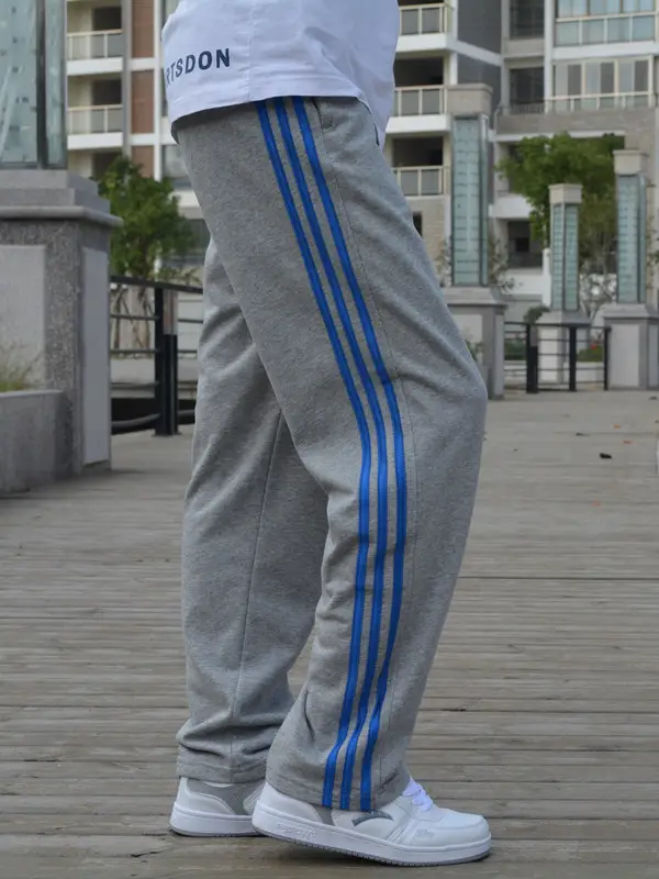 Men's Grey Loose Straight Sweatpants Plus Size Sports Pants