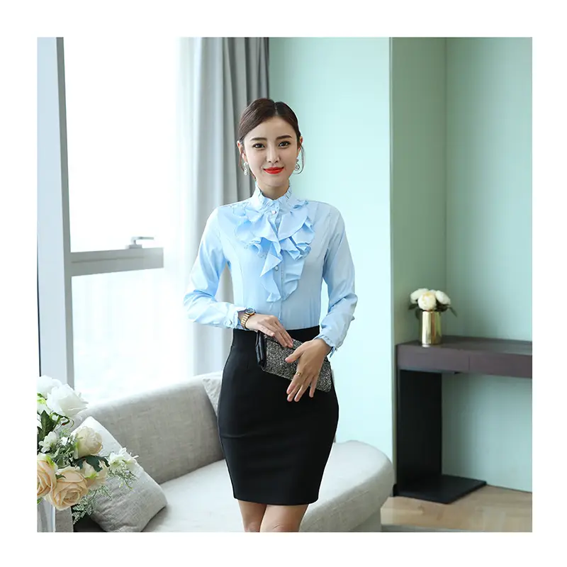 Women's Pink Lace Collar Shirt Long Sleeve Autumn Winter Base - Image 6