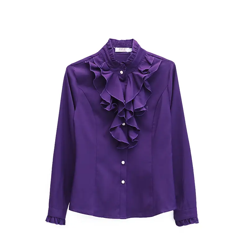 Women's Pink Lace Collar Shirt Long Sleeve Autumn Winter Base - Image 9