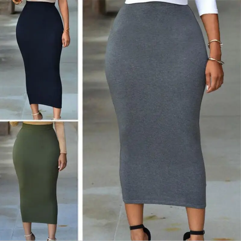Autumn Elastic Waist Hip Tight Skirt Mid Length — feature 2