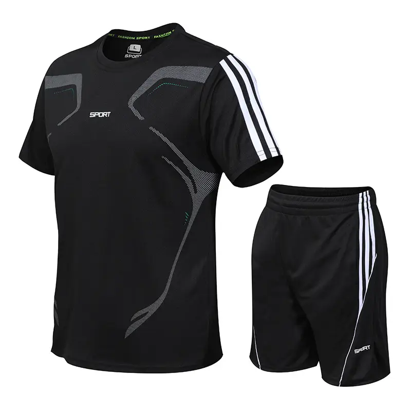 Men Cross Fit Neon Shorts Set Black Yellow - Image 11