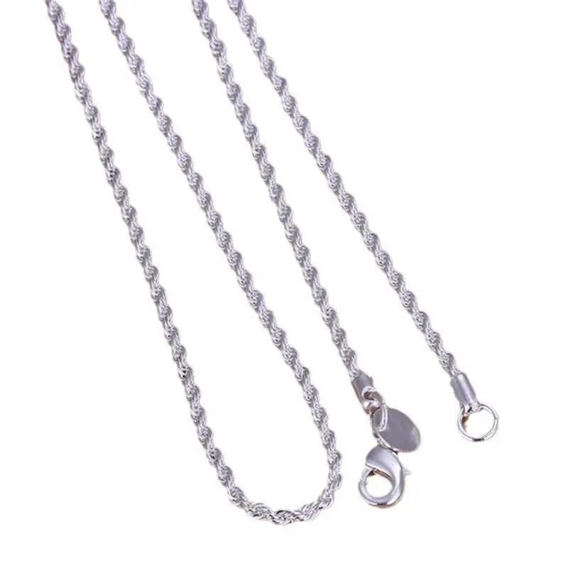 2MM Twisted Rope Silver Plated Couple Necklace - Image 6