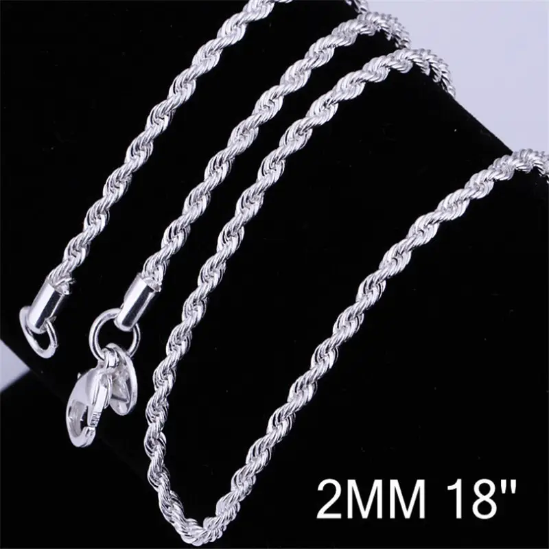 2MM Twisted Rope Silver Plated Couple Necklace — feature 2