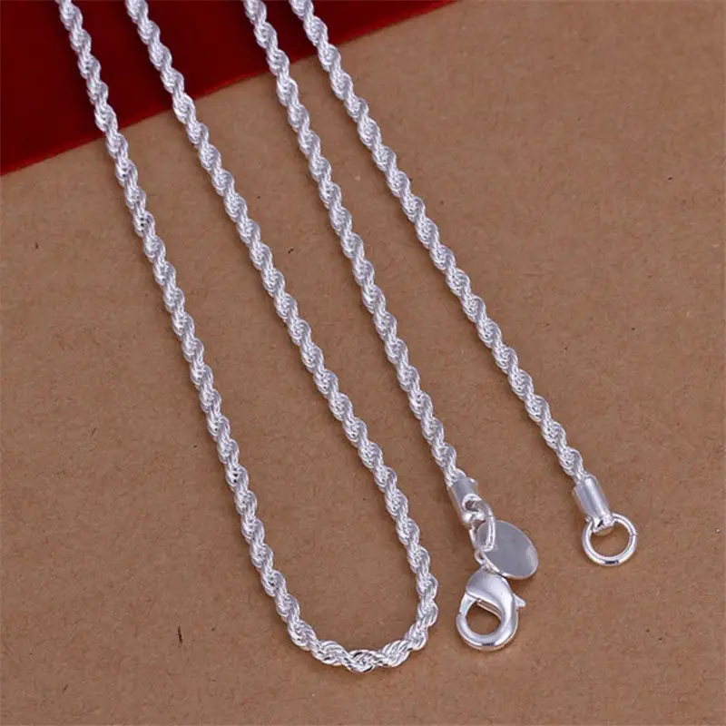 2MM Twisted Rope Silver Plated Couple Necklace — feature 8
