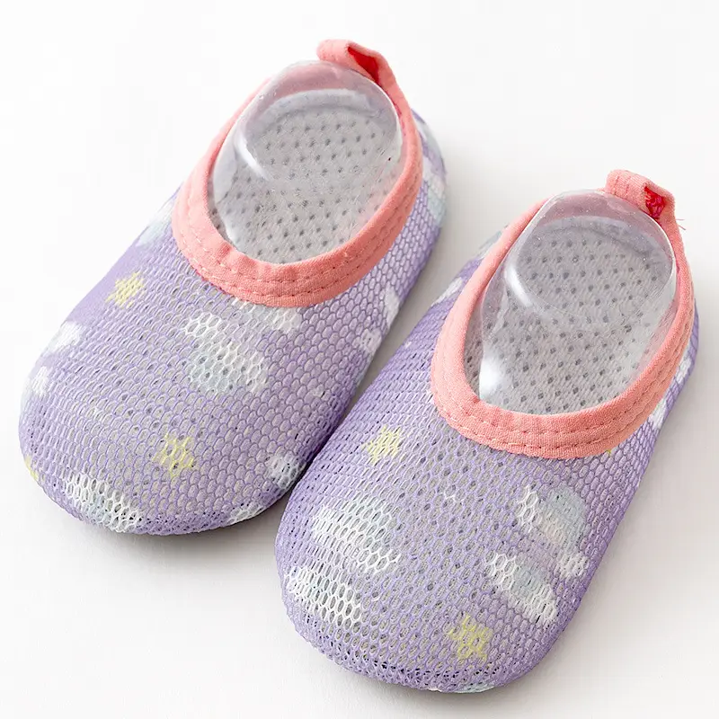 Pink Embroidered Baby Slip-On Socks 1-3Yr Soft Indoor