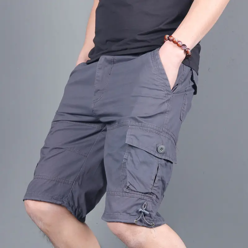 Men Grey Multi-Flap Cargo Shorts