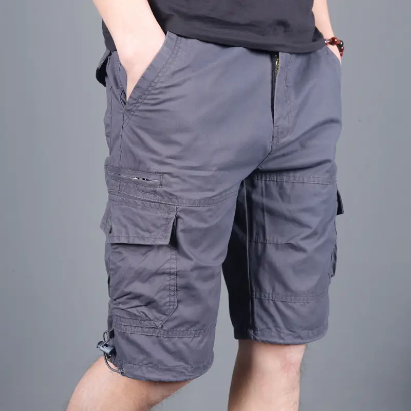Men Grey Multi-Flap Cargo Shorts