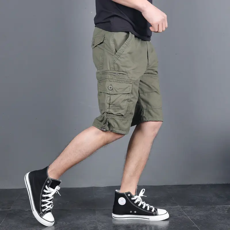Men Grey Multi-Flap Cargo Shorts