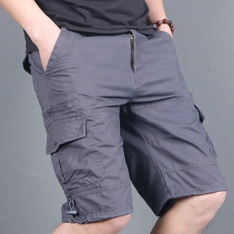 Men Grey Multi-Flap Cargo Shorts