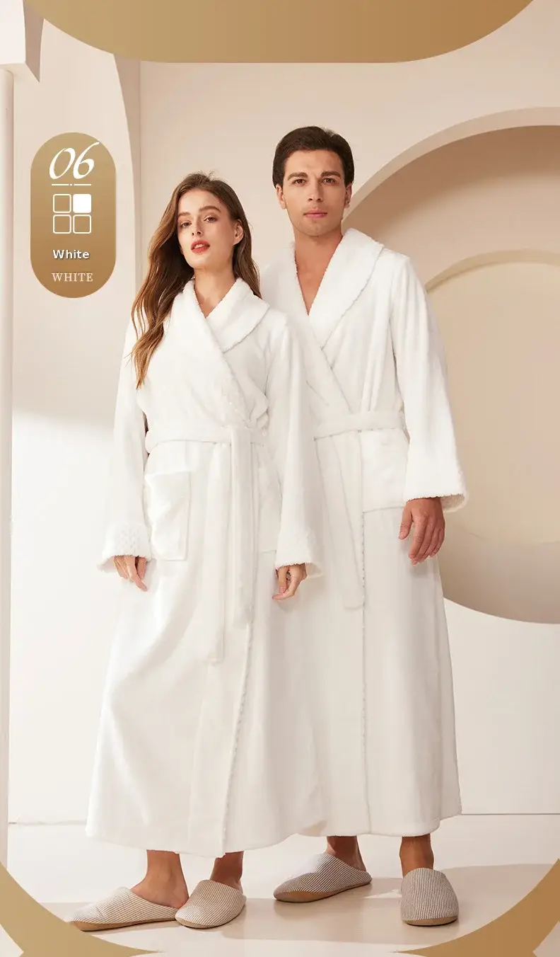 Purple Velvet Long Nightgown for Men Women Plus Large — feature 18
