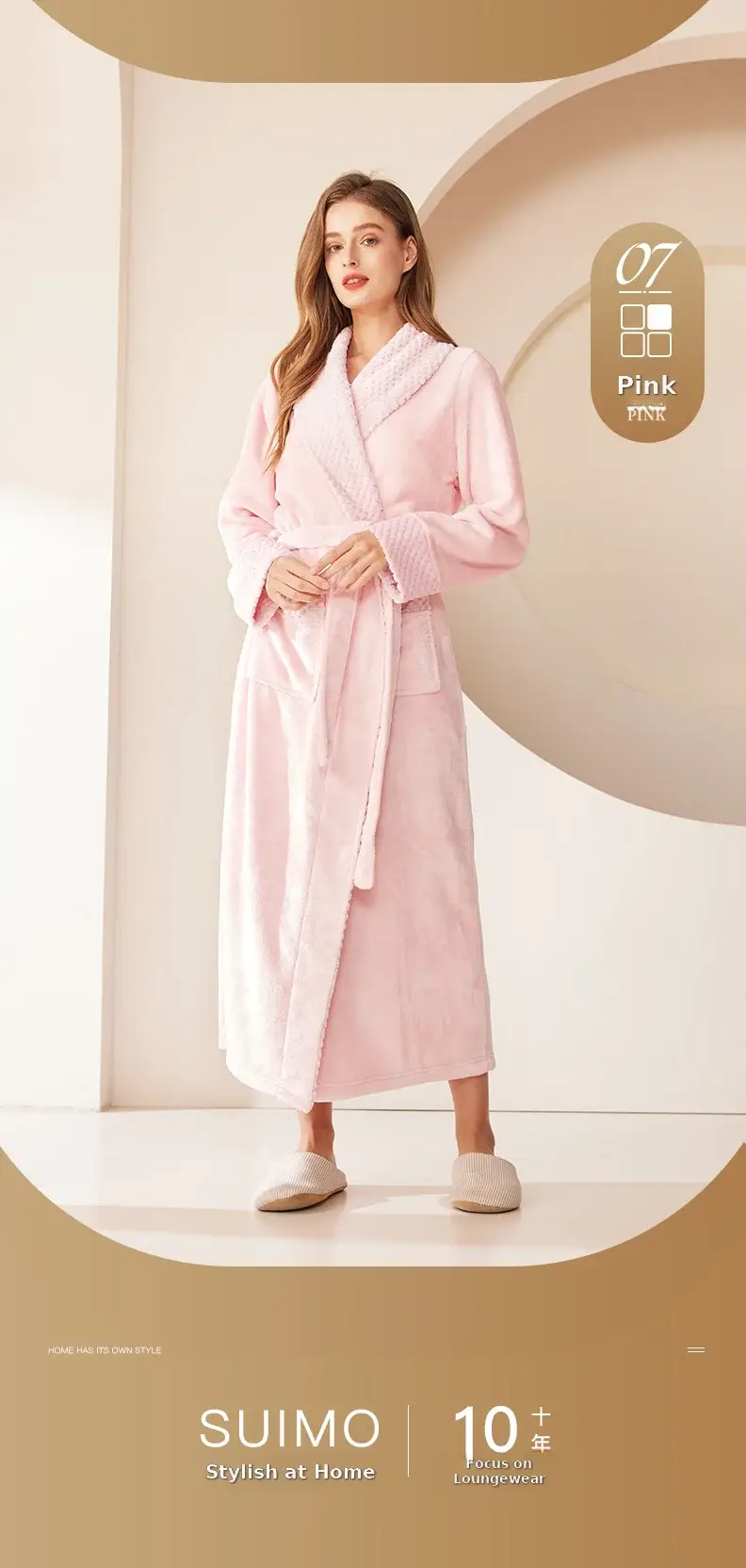 Purple Velvet Long Nightgown for Men Women Plus Large — feature 20