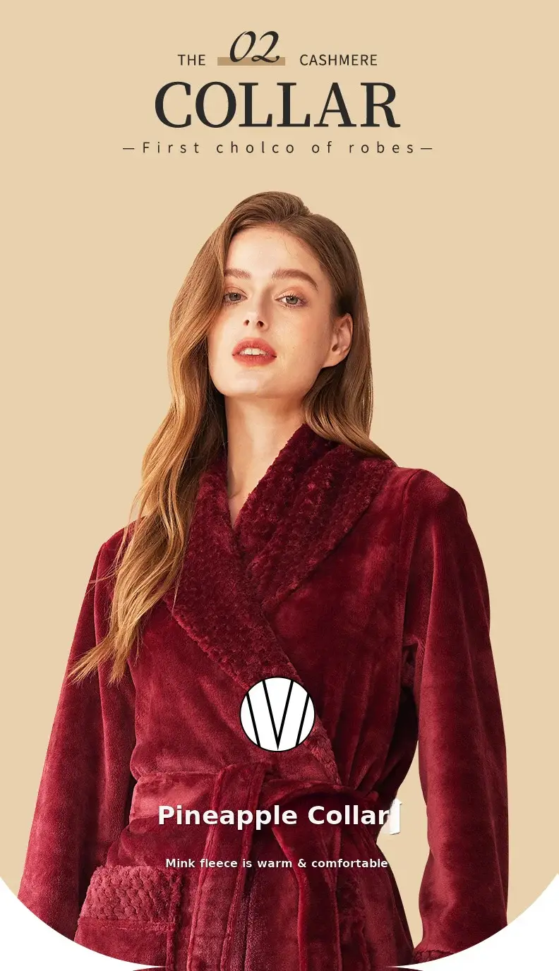 Purple Velvet Long Nightgown for Men Women Plus Large — feature 3