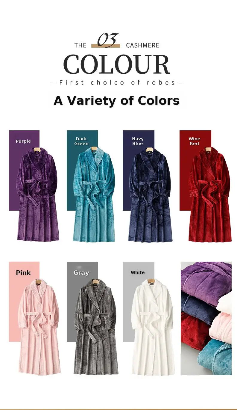 Purple Velvet Long Nightgown for Men Women Plus Large — feature 4