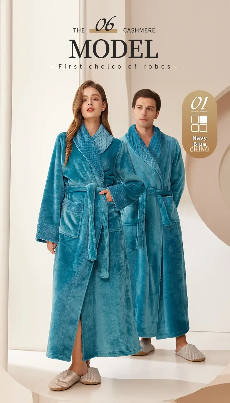 Purple Velvet Long Nightgown for Men Women Plus Large — feature 8