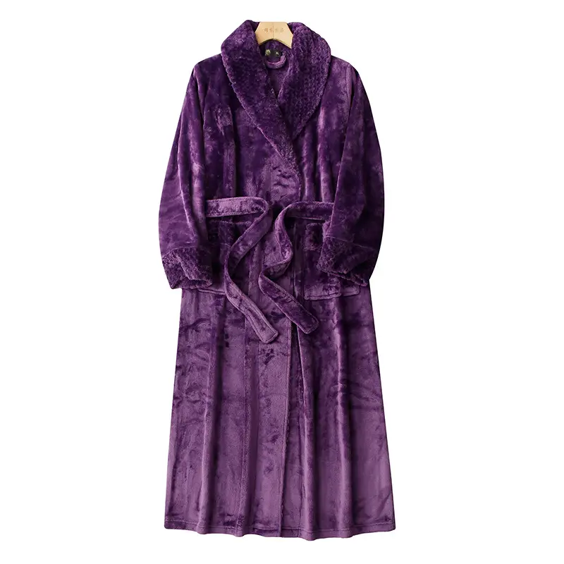 Purple Velvet Long Nightgown for Men Women Plus Large