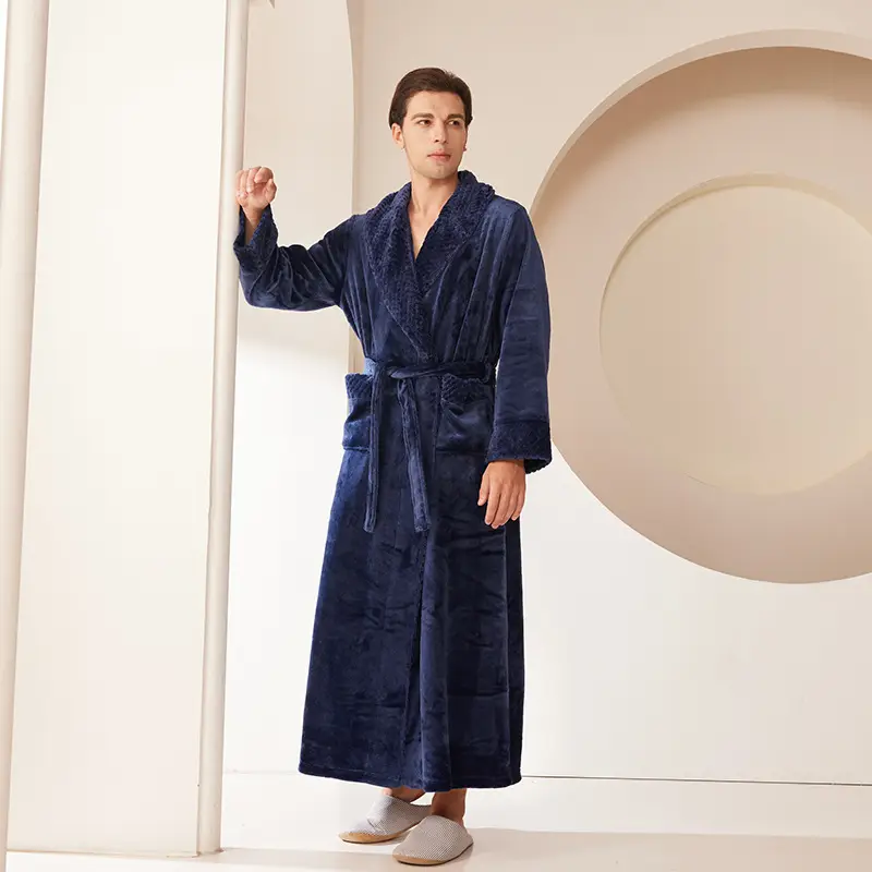 Coral Velvet Fat Large Nightgown with Splicing Technology - Image 13