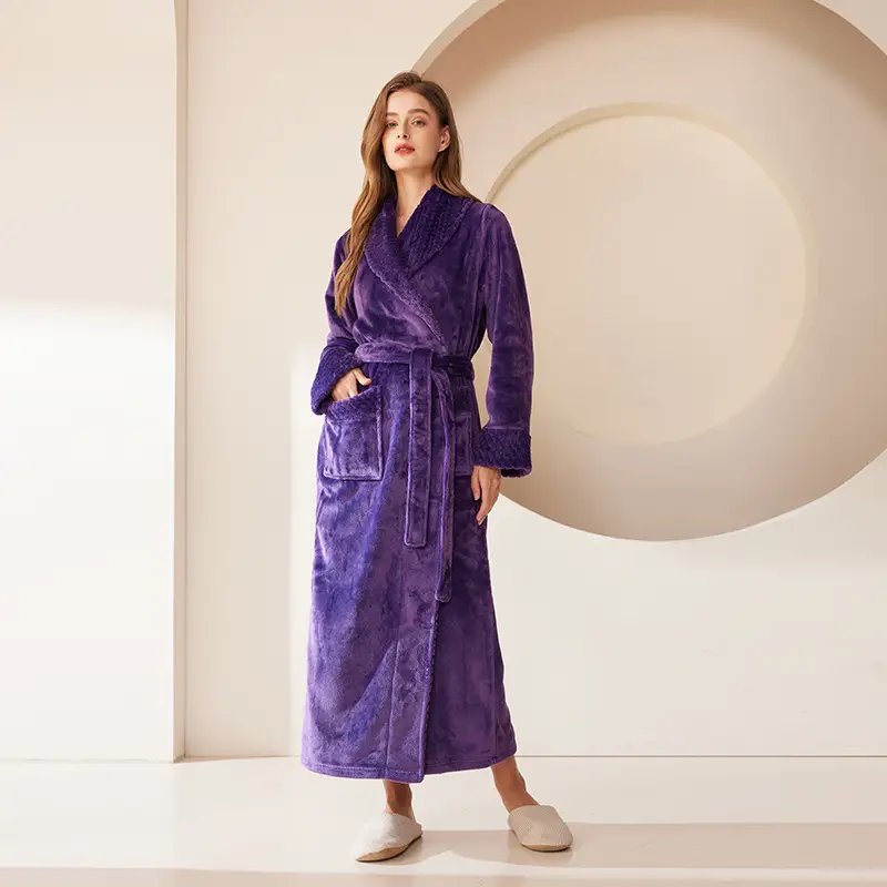 Coral Velvet Fat Large Nightgown with Splicing Technology - Image 7