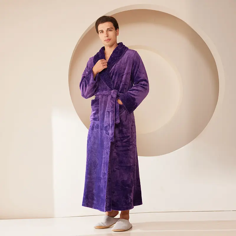 Coral Velvet Fat Large Nightgown with Splicing Technology - Image 8