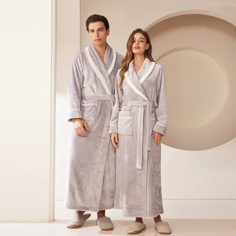 Black Velvet Bathrobe for Men Plus Size Winter Nightgown - Image 12