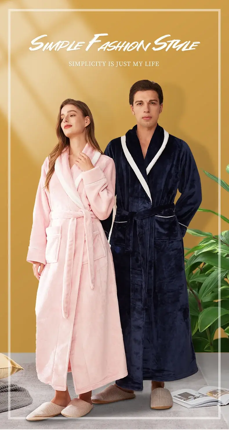 Black Velvet Bathrobe for Men Plus Size Winter Nightgown — feature 1