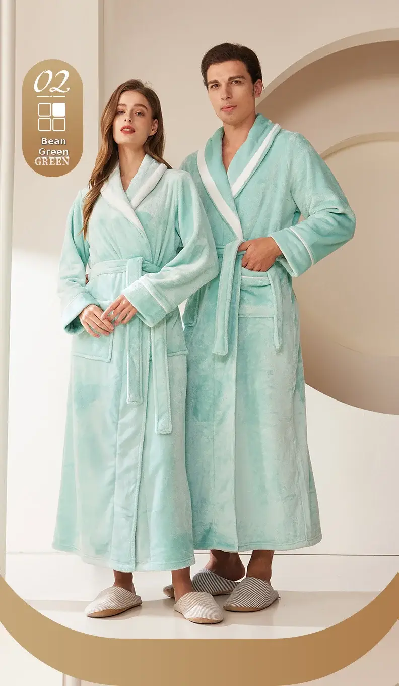 Black Velvet Bathrobe for Men Plus Size Winter Nightgown — feature 11