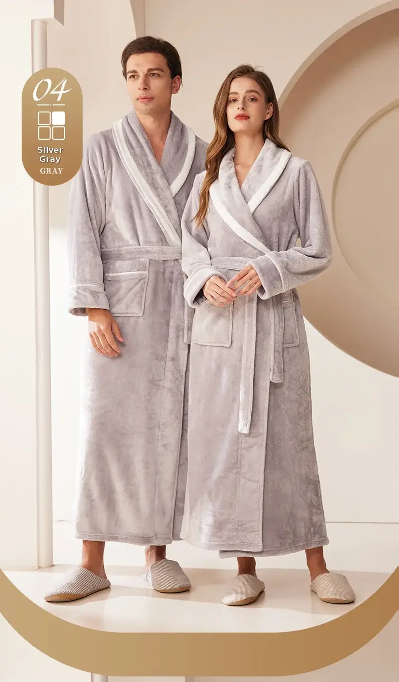 Black Velvet Bathrobe for Men Plus Size Winter Nightgown — feature 17