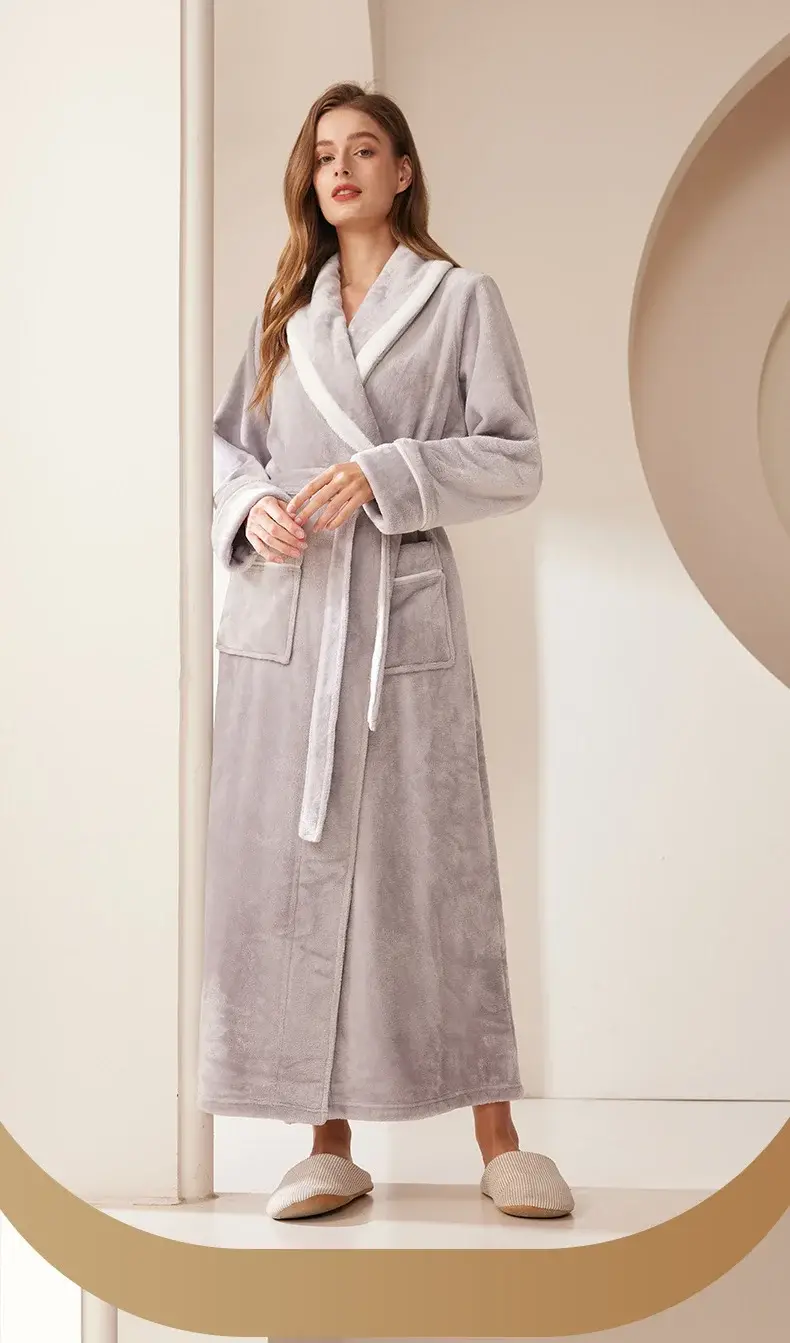 Black Velvet Bathrobe for Men Plus Size Winter Nightgown — feature 18