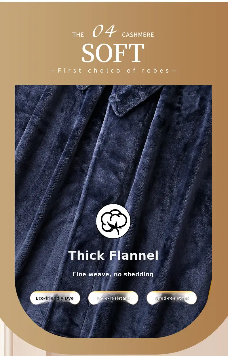 Black Velvet Bathrobe for Men Plus Size Winter Nightgown — feature 5