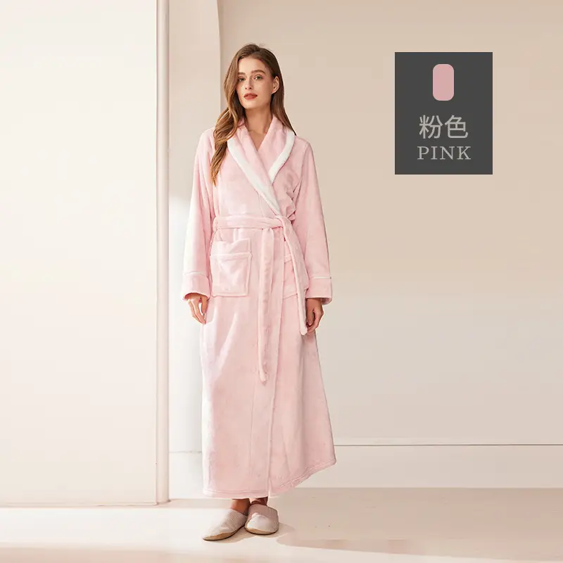 Black Velvet Bathrobe for Men Plus Size Winter Nightgown - Image 3