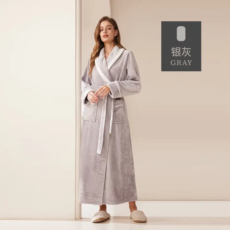 Black Velvet Bathrobe for Men Plus Size Winter Nightgown - Image 4