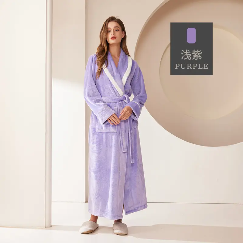 Black Velvet Bathrobe for Men Plus Size Winter Nightgown - Image 6