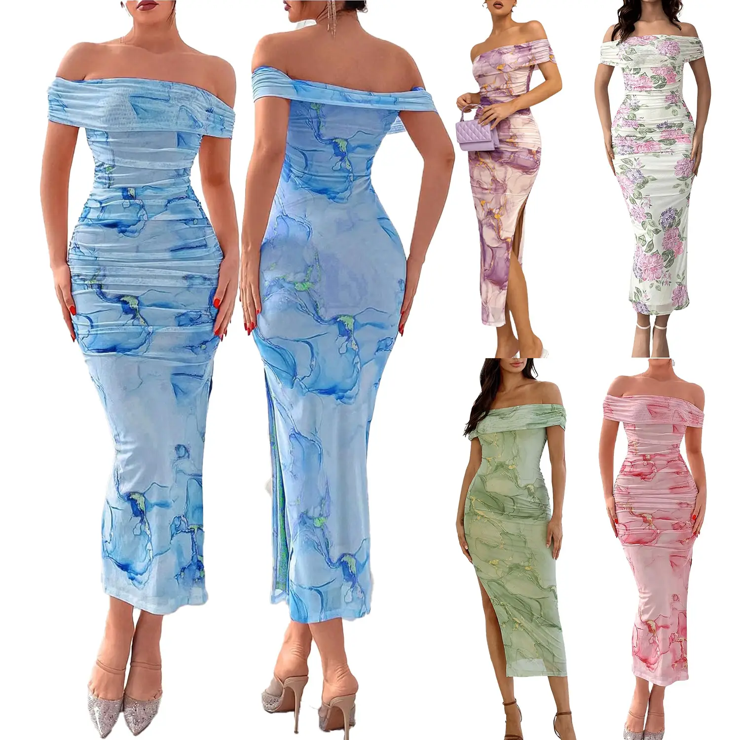 Women Rayon Bohemian Print Long Dress Beach Vacation — feature 2