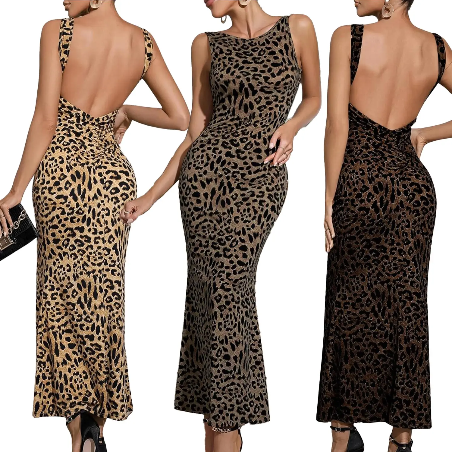 Women Rayon Bohemian Print Long Dress Beach Vacation — feature 6