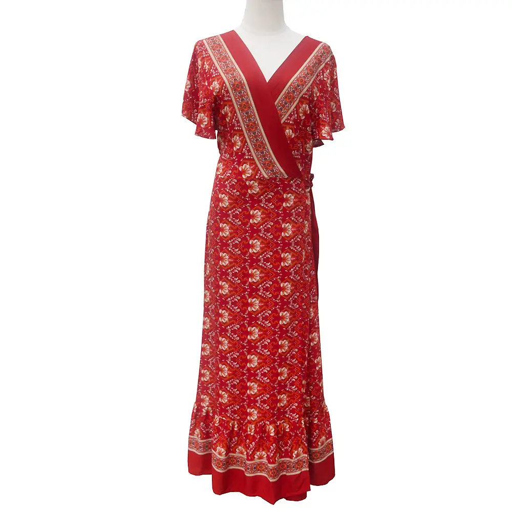Women Rayon Bohemian Print Long Dress Beach Vacation