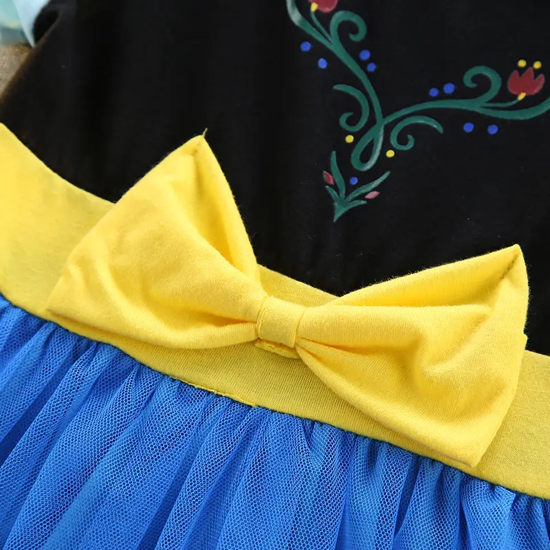 Halloween Frozen Anna Dress Pure Cotton Yellow Bow - Image 3