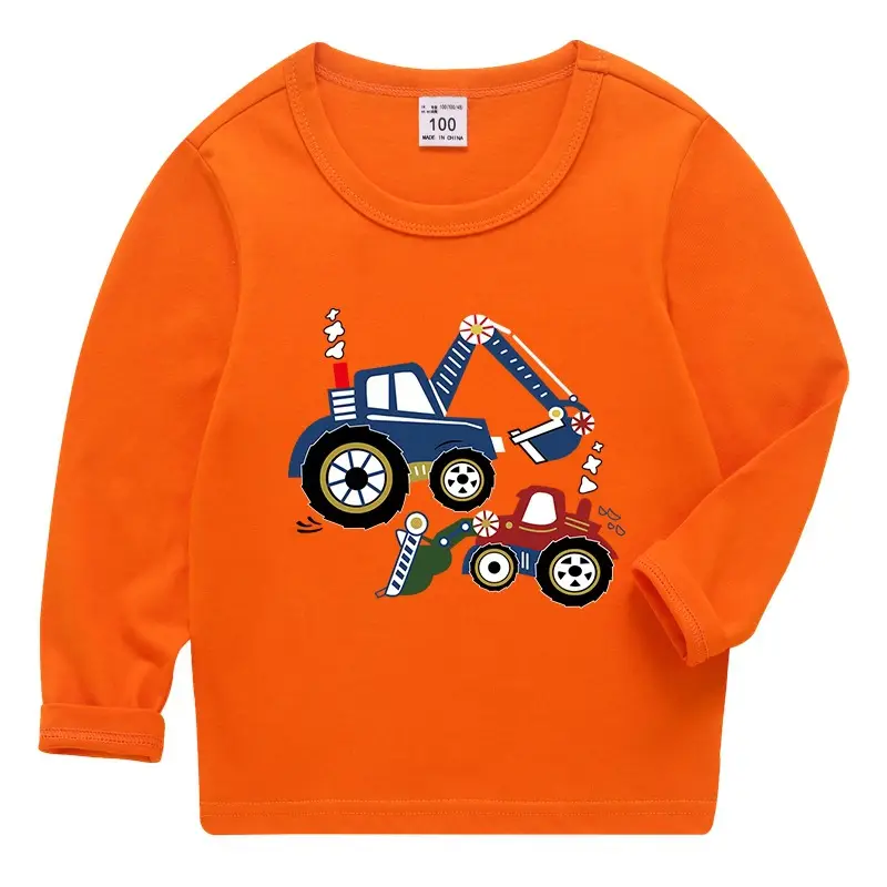 Kids Red Car Print Long Sleeve T-Shirt Pure Cotton 2026 Spring - Image 4