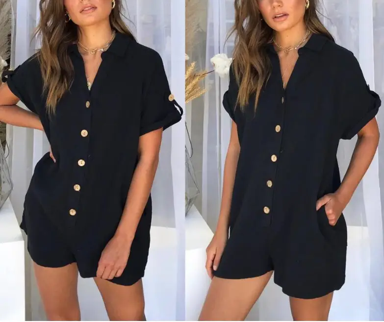 White Button Short Sleeve Shirt & Shorts Set - Image 6