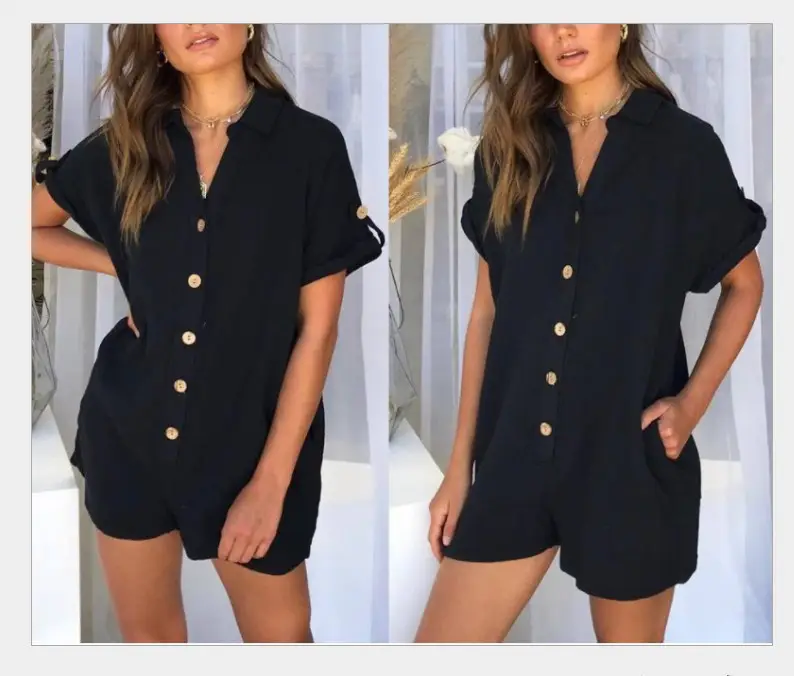 White Button Short Sleeve Shirt & Shorts Set - Image 3