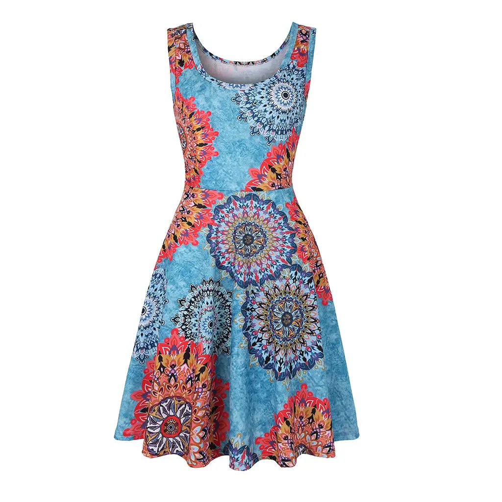 Pink Floral Sleeveless Summer Dress for Women
