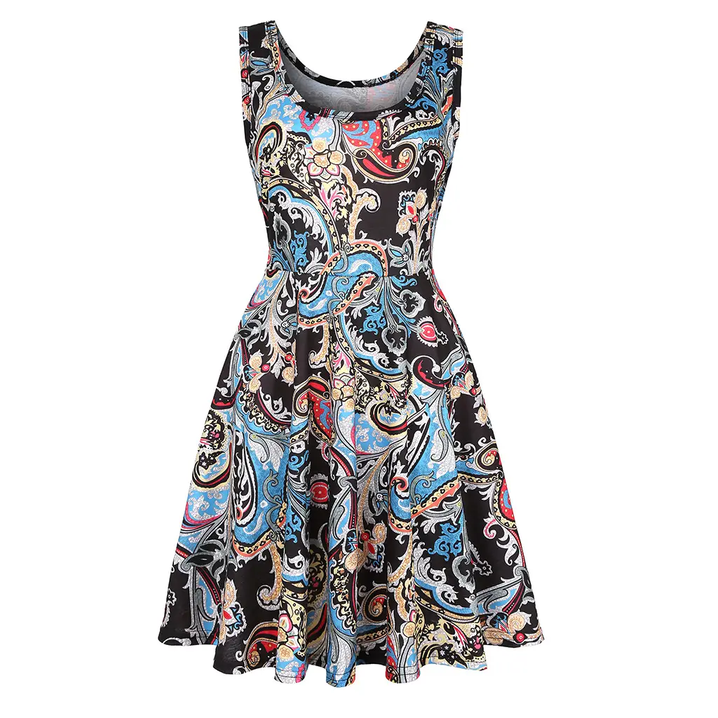 Pink Floral Sleeveless Summer Dress for Women