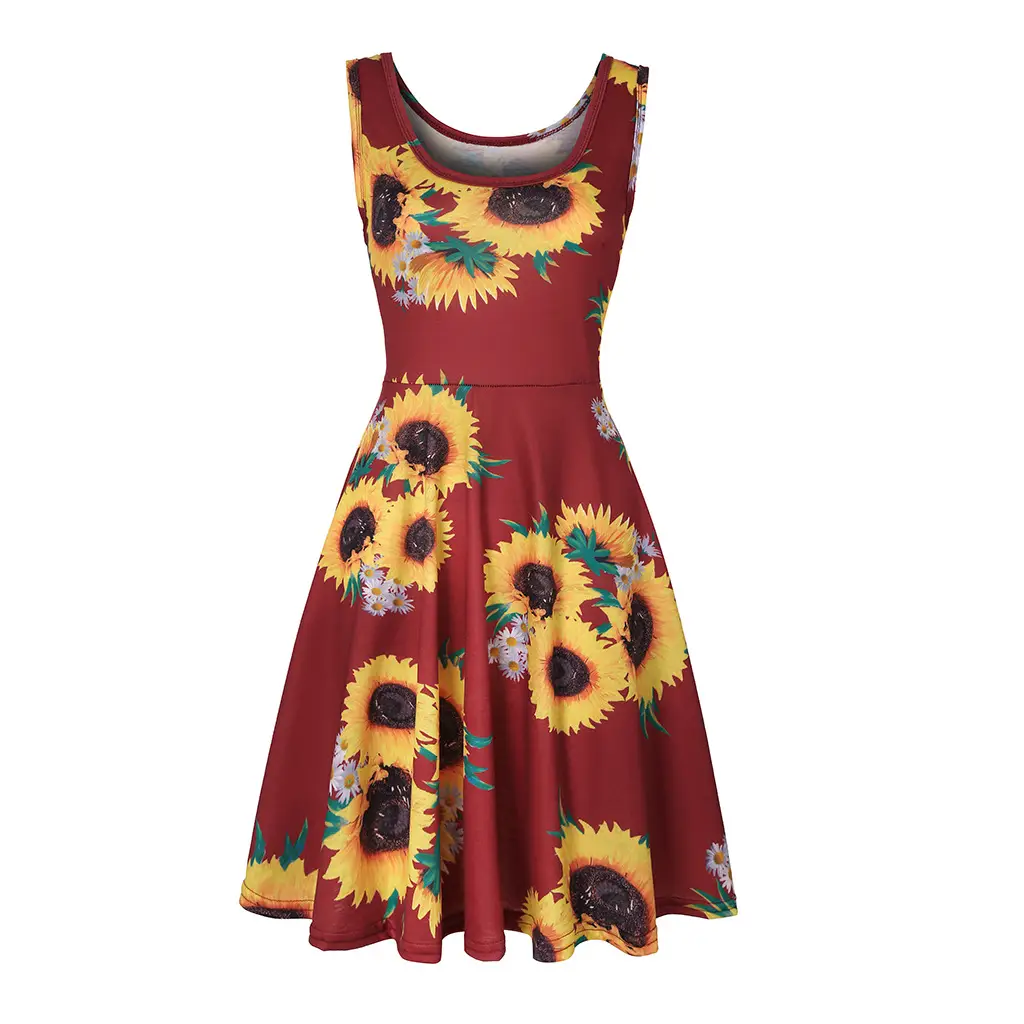 Pink Floral Sleeveless Summer Dress for Women