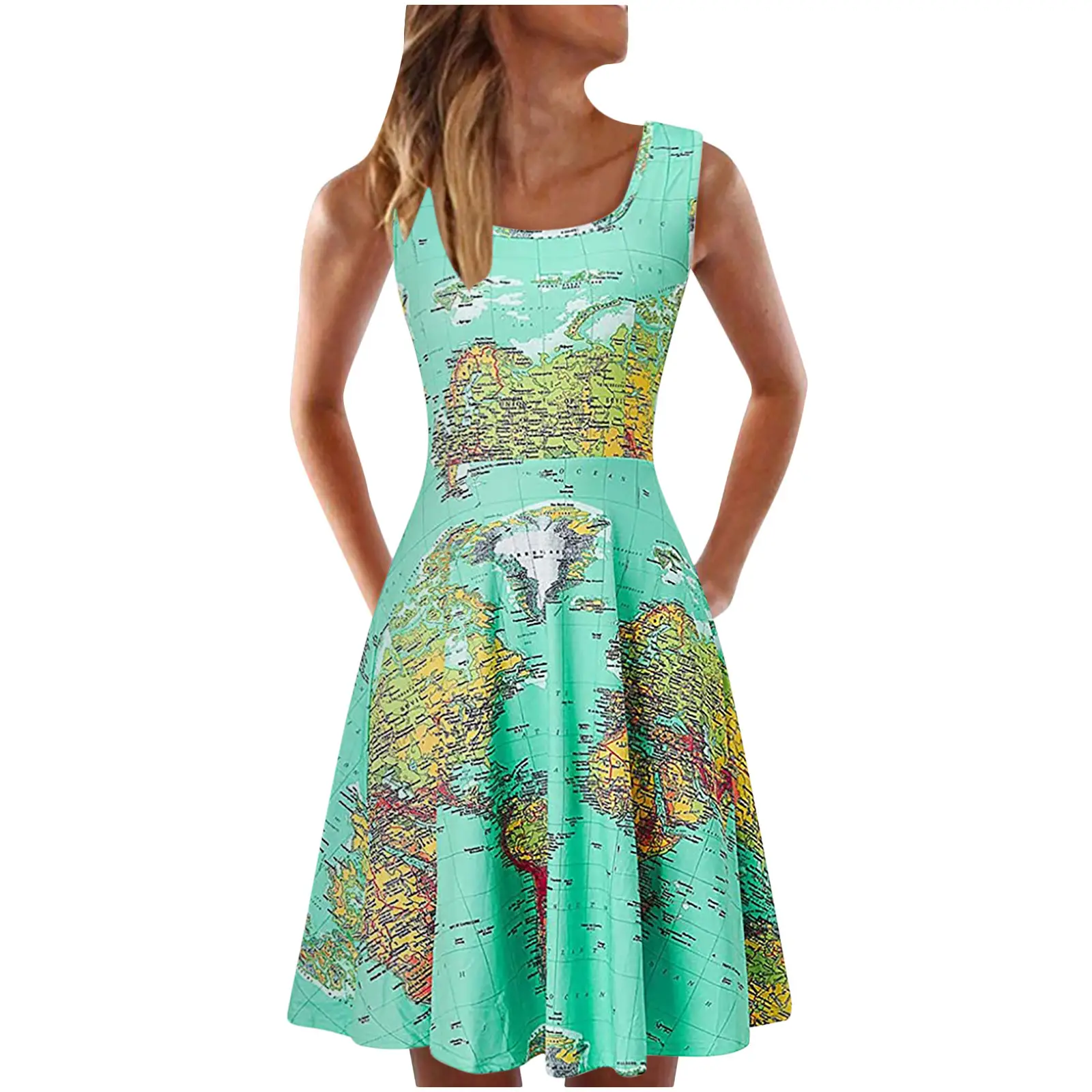 Pink Floral Sleeveless Summer Dress for Women