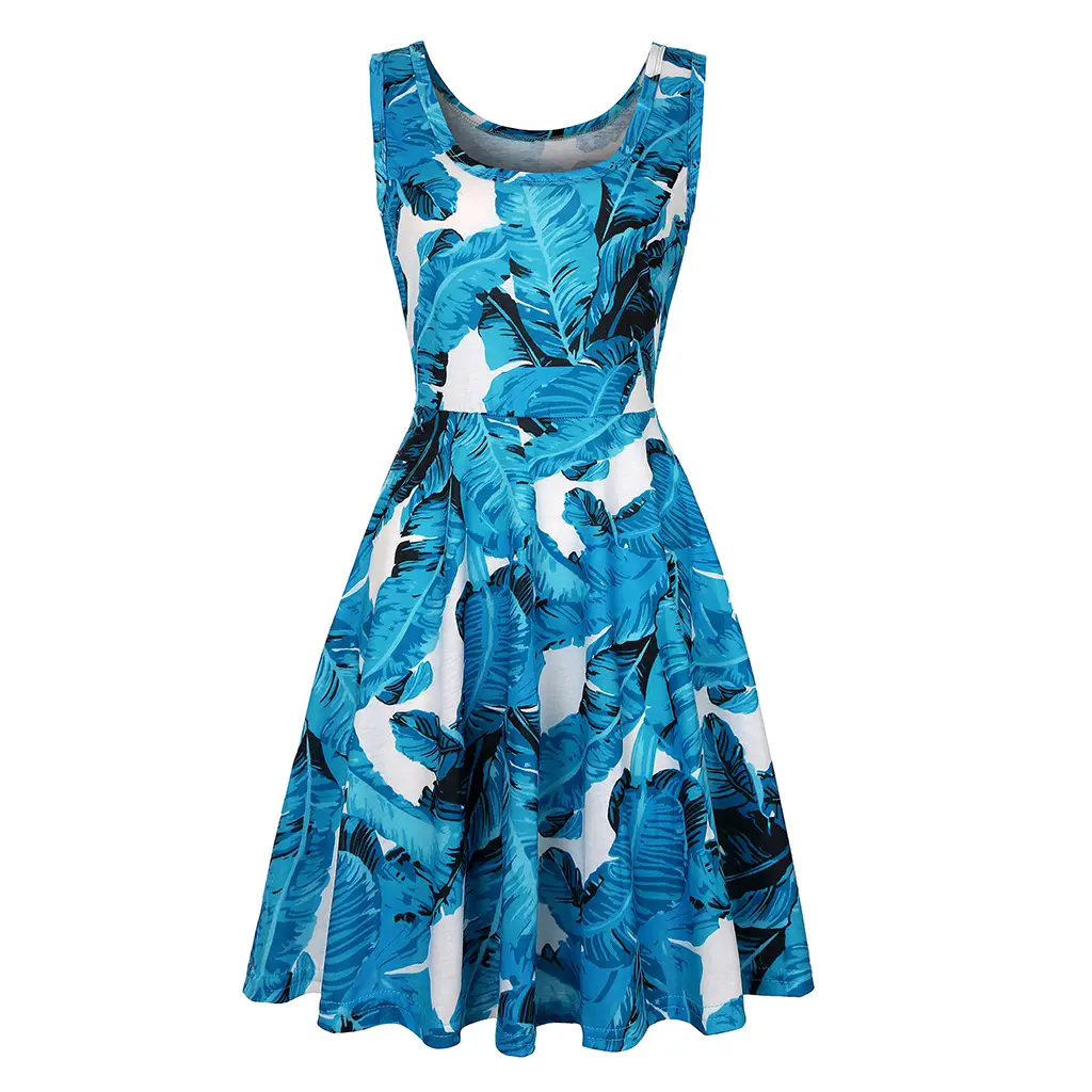 Pink Floral Sleeveless Summer Dress for Women
