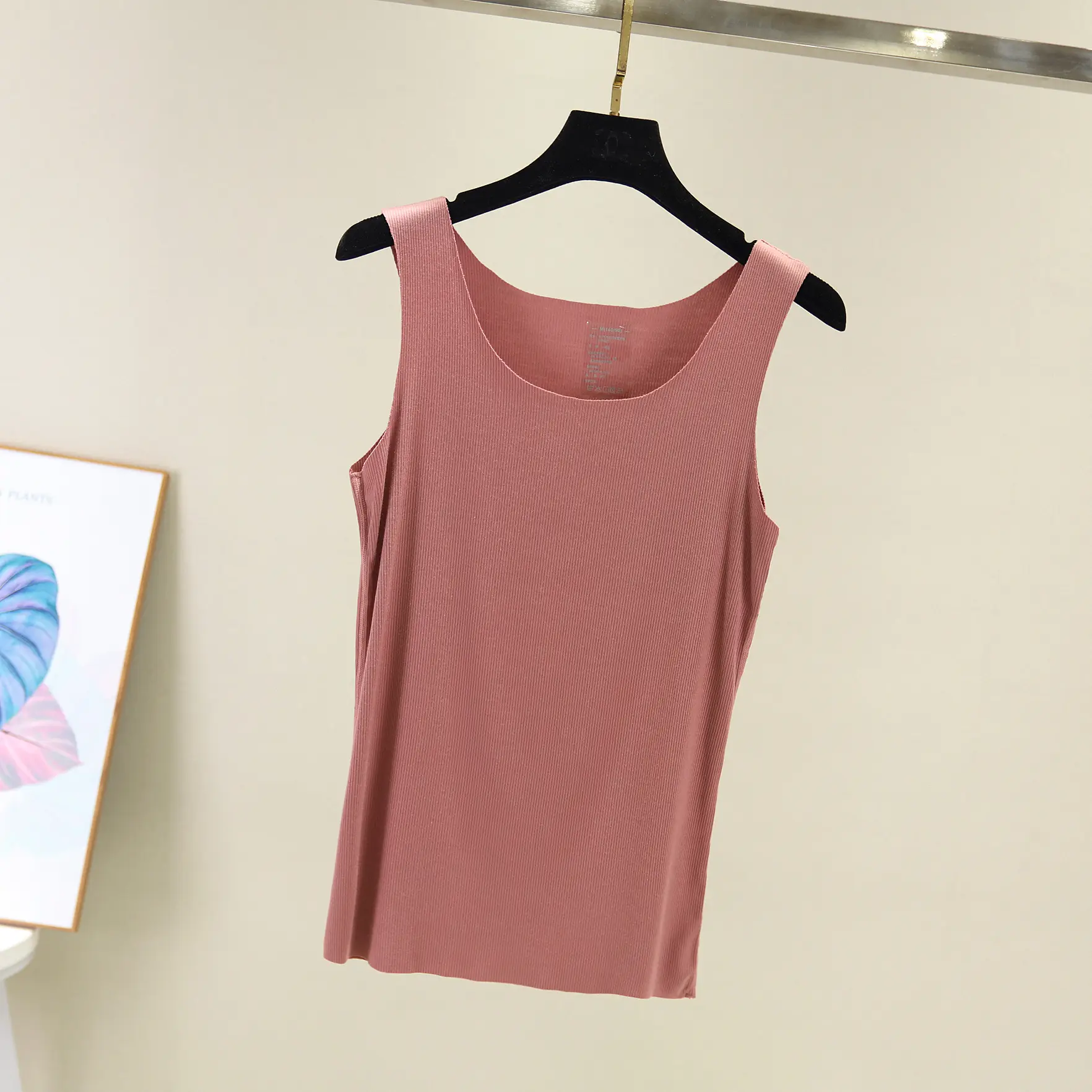 Women's Pink Seamless Cotton Camisole Plus Size